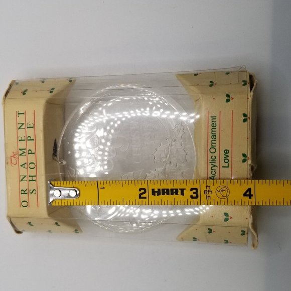 Vintage Christmas Ornament Etched Fine Acrylic I Love You 1982 Round Circle Xmas - Picture 2 of 7
